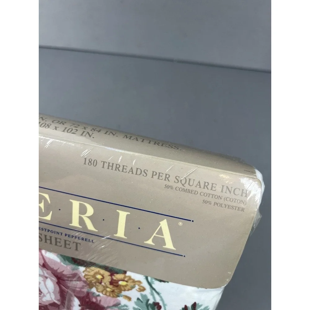 VTG Galleria For Mervyn's King Flat Sheet 180 Thread 90s Floral Virginia Reel